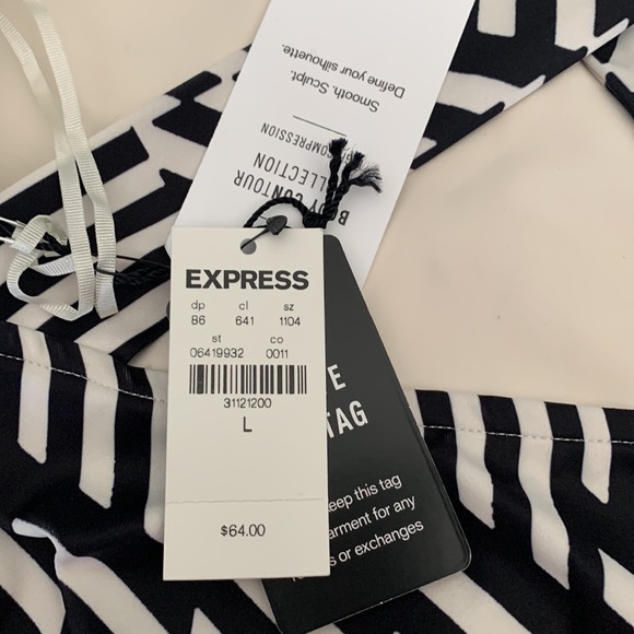 Black and white express contour criss cross back thing body suit - Picture 4 of 4